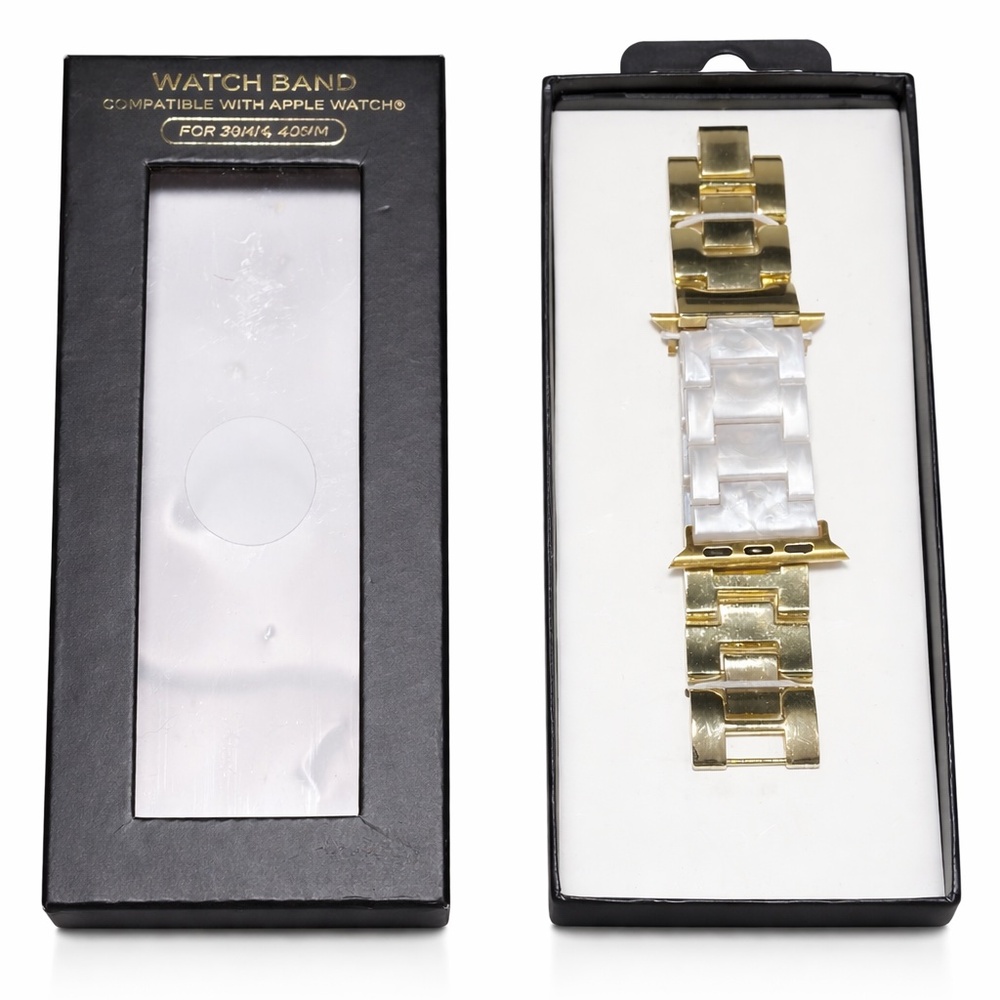 WATCH BAND. Smart Watch. Compatble wth Apple. For 38/40MM. Gold and pearly white
